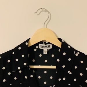 EXPRESS Polka Dot Long Sleeve Button Up
